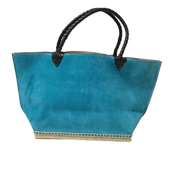ALTUZARRA Blue Suede Bucket Basket Handbag - Picture 2 of 16